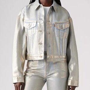 (NWT!) Levi's® SHRUNKEN '90S TRUCKER JACKET - metallic + light denim